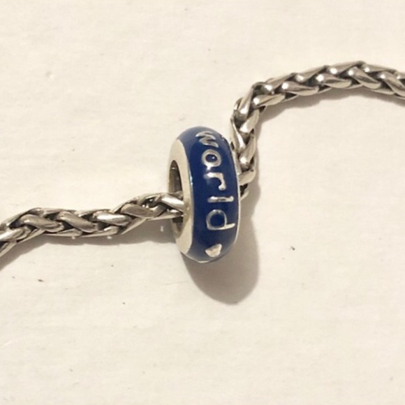 🎄🆕 Brighton Joy to the World spacer Thin blue Christmas bead Retired Gift ready - Picture 3 of 10